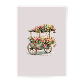 Floral Cart Photographic Prints, Flower Wagon Decor, Vintage Flower Cart Art, Pastel Floral Illustration, Art Prints, Home Decor - Tawshia